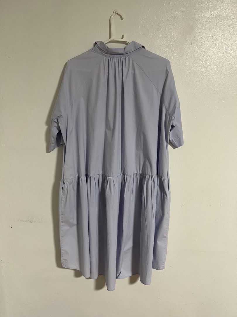 Mango Light Blue Shirt Dress (Category: Dresses) located in Cabuyao City. Submitted by rdtrmt (Listing ID 1470409262, Image 3). Description: - Brand: Mango - Color: Light blue - Size: EUR/USA XS/S (MEX ECH/CH, CN M-160/84A) - Design: Collared neckline, front button placket, short sleeves, and a gathered dropped waist with a tiered, flared silhouette - Fit: Relaxed and breezy - Condition: Clean and well-kept, perfect for warm casual days. Still in