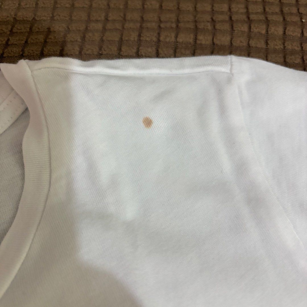 Mango White T-Shirt (Category: Shirts) located in Marikina City. Submitted by jellyselection (Listing ID 1470524896, Image 3). Description: - used twice only - flaws on pic, stain can be removed.