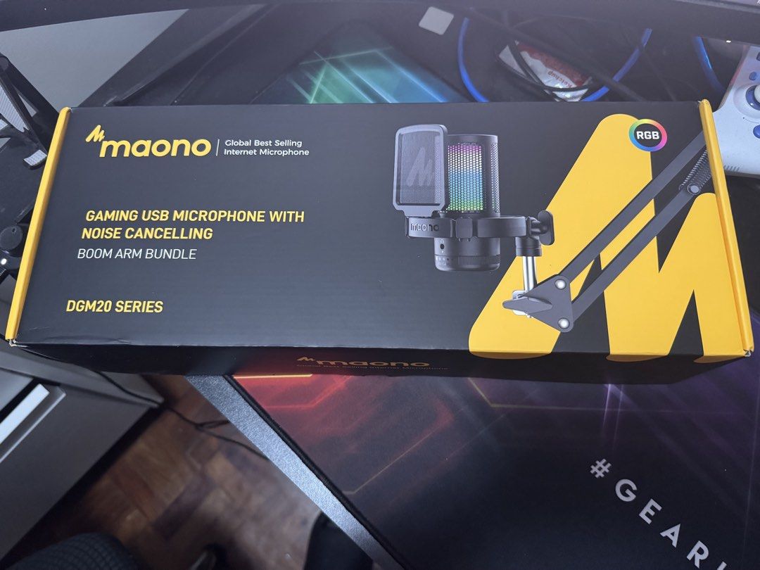 Maono DGM20S Gaming USB Microphone with Boom Arm (Category: Microphones) located in Quezon City. Submitted by buyersellerqcnova (Listing ID 1470385230, Image 1). Description: RUSH SELLING LOWEST VARIANT IN MARKET!!! very slightly nego pass sa barat barely used rfs: need cash 2.6k sa orange app NO ISSUE except for 2 missing shock mount rubber band (can send pics) Description: Maono DGM20S RGB USB Microphone Gaming Mic Condenser Noise Cancelling wi