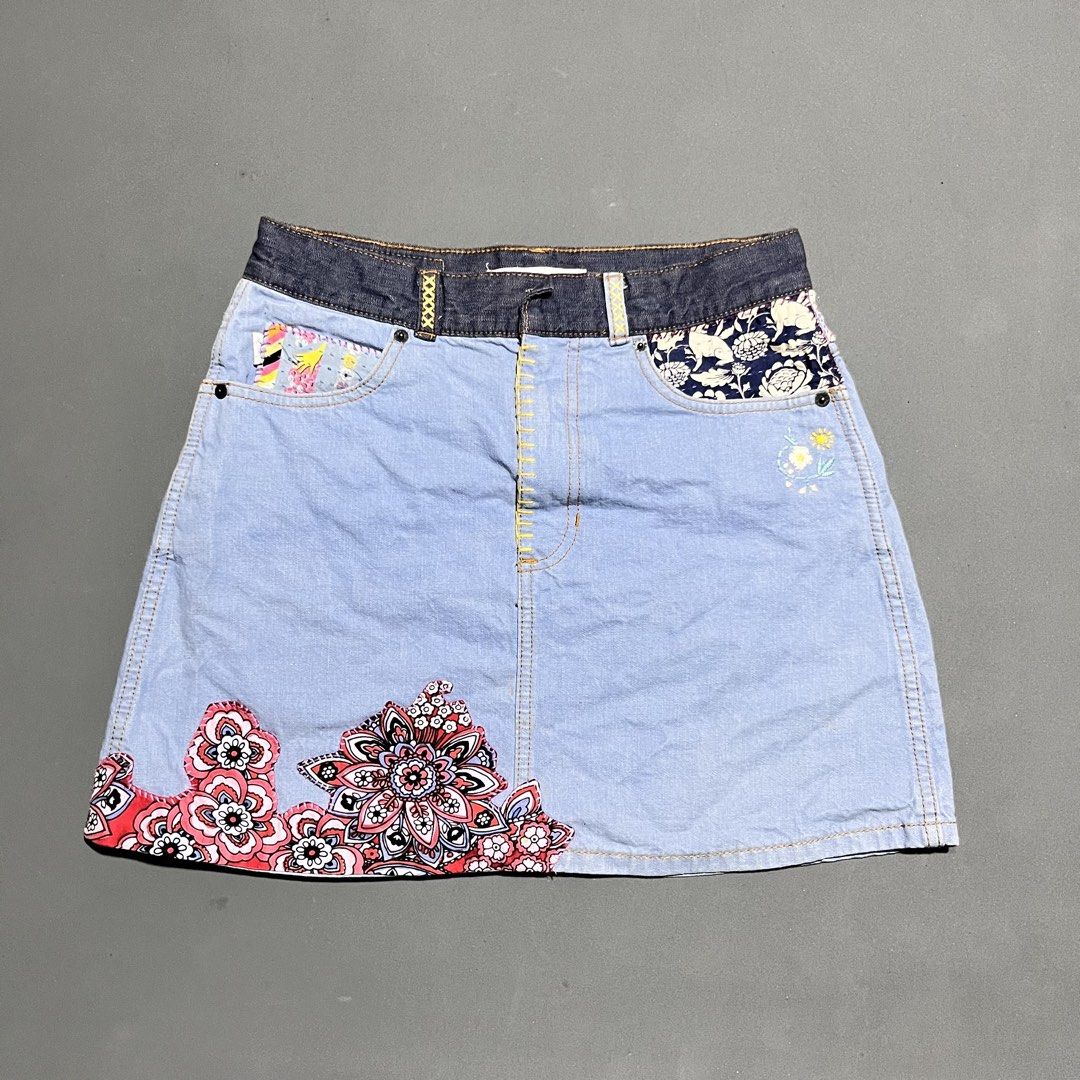 Marc Jacobs - Embroidered Denim Skirt (Category: Luxury Apparel) located in Bacolod City. Submitted by rndm.wears (Listing ID 1470526574, Image 1). Description: Marc Jacobs Embellished Patchwork Design Skirt Floral Mandala with Rainbow embroidered patchwork details Waistline:27-29 Length: 16 .