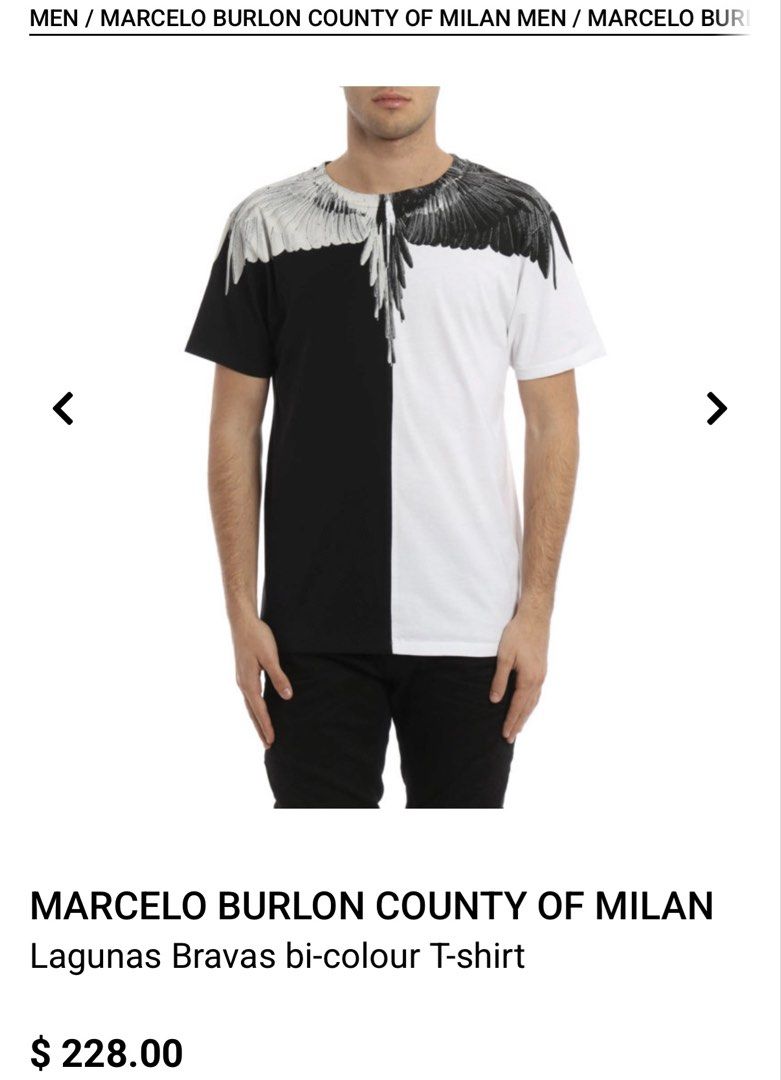 Marcelo Burlon Bi colour (Authentic) (Category: Luxury Apparel) located in Cavite. Submitted by onebeancent (Listing ID 1470556960, Image 1). Description: Size: Large to Semi XL | XXL (Women's) Dimension: 22" Width | 29" Length Color: Black & White Color Rate: 10/10 Issue: None Condition: Like new‼️ Price: 1,950php Additional Shipping Fee (J&T Small Pouch) 75php Luzon 100php visayas 120php mindanao.
