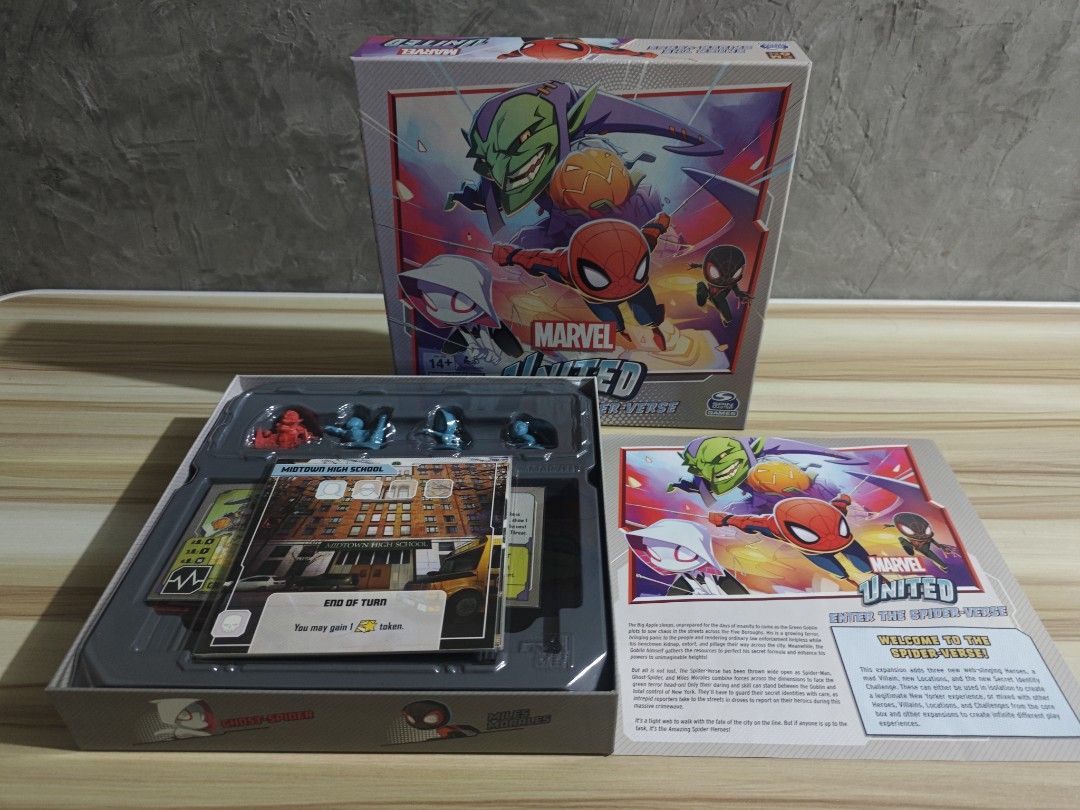 Marvel United Spider Verse Expansion Board Game (Category: Board Games & Puzzles) located in Antipolo. Submitted by kyohei_ikamaru (Listing ID 1470407617, Image 2). Description: > Cards, Locations and Dashboard Sleeved > Complete and Excellent Condition.