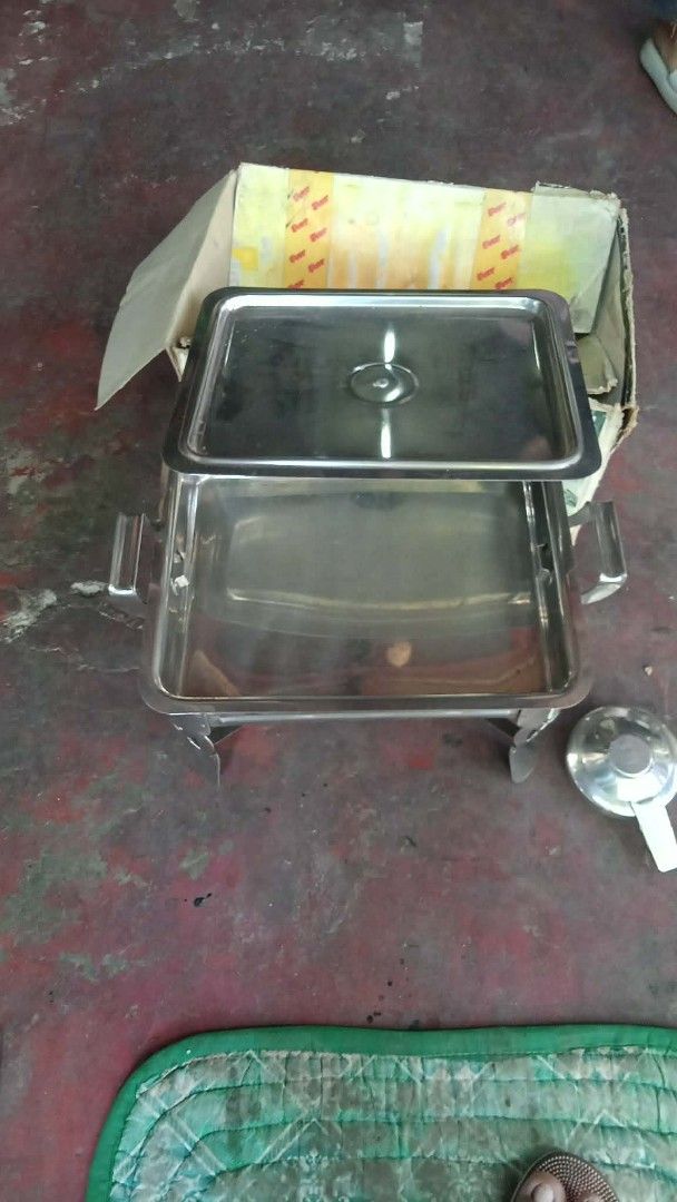 Maspion Group Pan with Stove Stainless Steel Buffet Server (Category: Cookware & Accessories) located in Manila. Submitted by wisegem-231b (Listing ID 1470391696, Image 2). Description: - Brand: Maspion Group - Material: High-quality stainless steel with glass lid - Complete set: Includes stands and burner - Condition: Brand new item in original box (box shows minor wear) - Perfect for: Parties, catering, and family gatherings - Easy to use and c