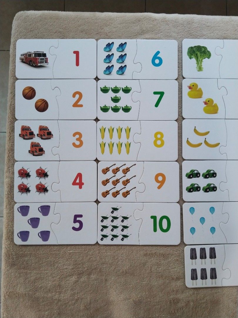 Match It! Counting 30 Self-Correcting Puzzle Sets (Category: Educational & Learning Toys) located in Cavite. Submitted by munting_aklatan_ph (Listing ID 1470437308, Image 2). Description: Authentic The Learning Journey Match It! Counting puzzle set. CONDITION: • Pieces: 10/10 (Brand new, unused, unplayed with, pristine condition) • Box: None (fiscarded) • Packed cleanly in a ziplock bag. Complete 30 puzzle pairs. PRICE: Only ₱350 (Retails for ₱55