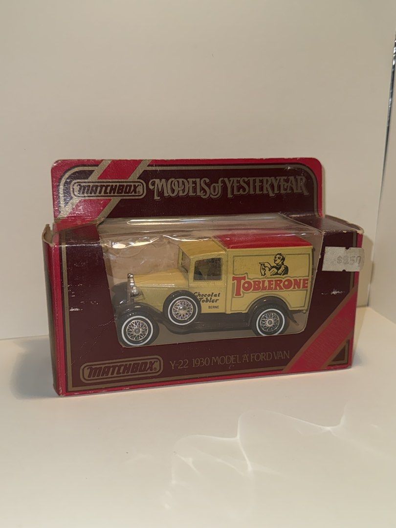 Matchbox Y-22 1930 Model A Ford Van Toblerone (Category: Vehicle & Diecast Models) located in Munoz. Submitted by old_flip (Listing ID 1470548436, Image 1). Description: BAWAL SA MASELAN Mint yung diecast pero yung box hindi Vintage Matchbox, will send more details/picture. Pm nalang sa interested Negotiable/Offer Gcash Payment .