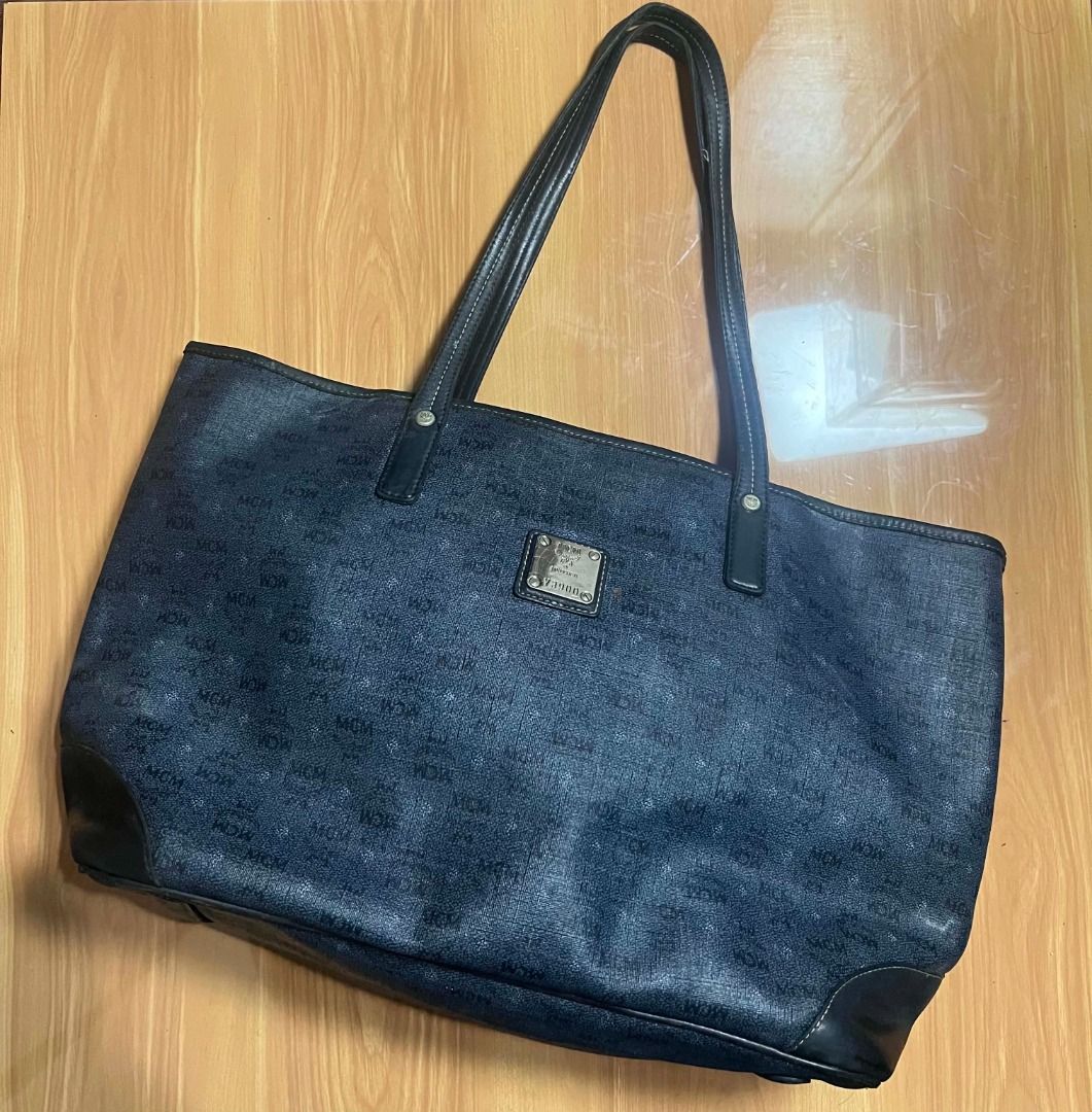 MCM Blue Monogram Tote Bag with Shoulder Straps (Category: Tote Bags) located in Manila. Submitted by senggggg. (Listing ID 1470527022, Image 2). Description: good condition working zip minimal sign of use check details and size.