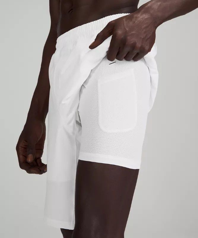 Men's Lululemon Pace Breaker Lined Short 9" (Category: Activewear) located in Carmen. Submitted by yawbuangaka (Listing ID 1470418502, Image 2). Description: Men's Lululemon Pace Breaker Lined Short 9" White Large Waistline - 34 Inseam - 9 Length - 18.5 In very good condition Issue - not visible stains and color transfer.