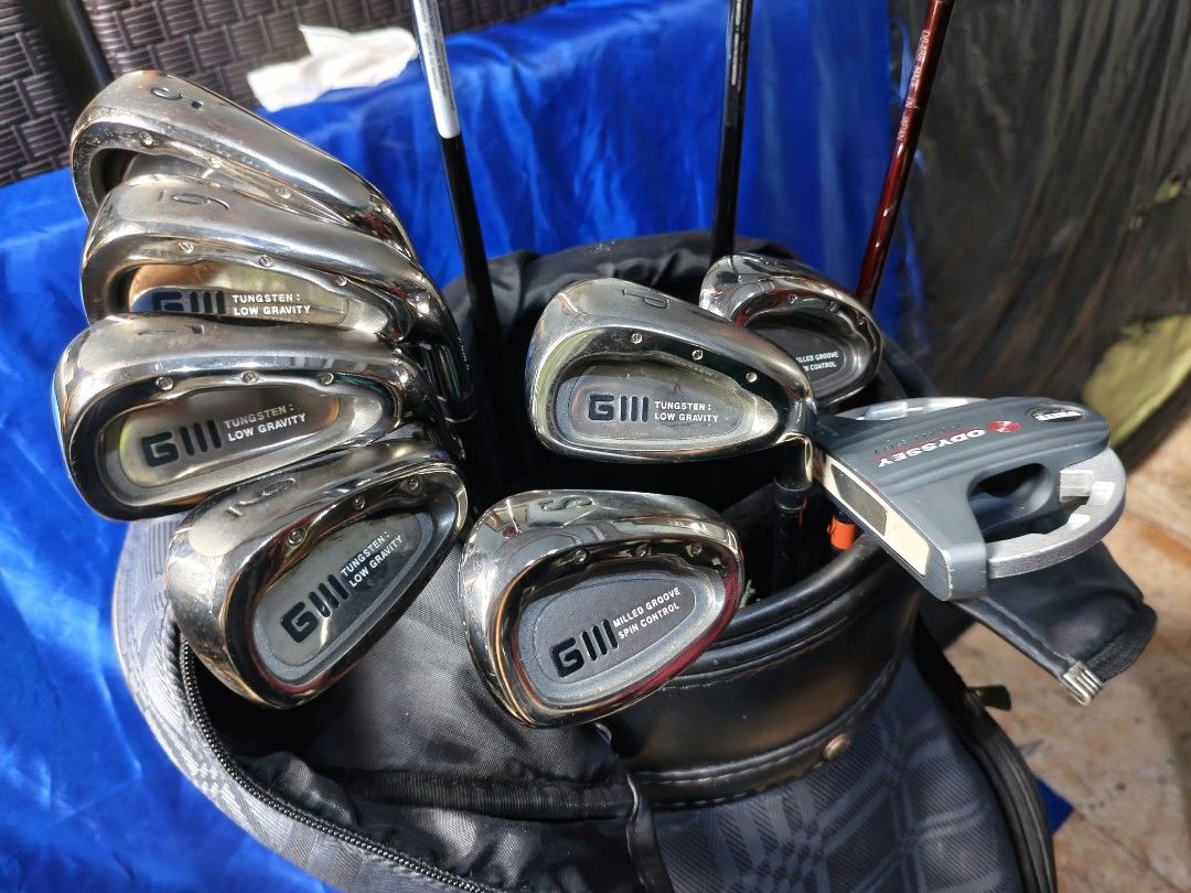 MENS SET, DAIWA G3 & MACGREGOR IN SET (Category: Golf) located in Manila. Submitted by yeonmei5614747 (Listing ID 1470361611, Image 3). Description: DAIWA G3 IRONS 5 6 7 9 AW PW ODYSSEY PUTTER MACGREGOR NVF DRIVER AND MCGREGOR TITLEOMAC 3WOOD DAIWA HYBRID.. R FLEX RIGHT HANDED CLUB. COMES WITH JANDIRO KOREAN BRAND GOLF BAG...