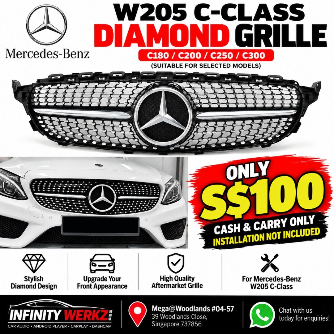 Mercedes W205 C-Class Diamond Grille $100, Car Accessories, Exterior ...