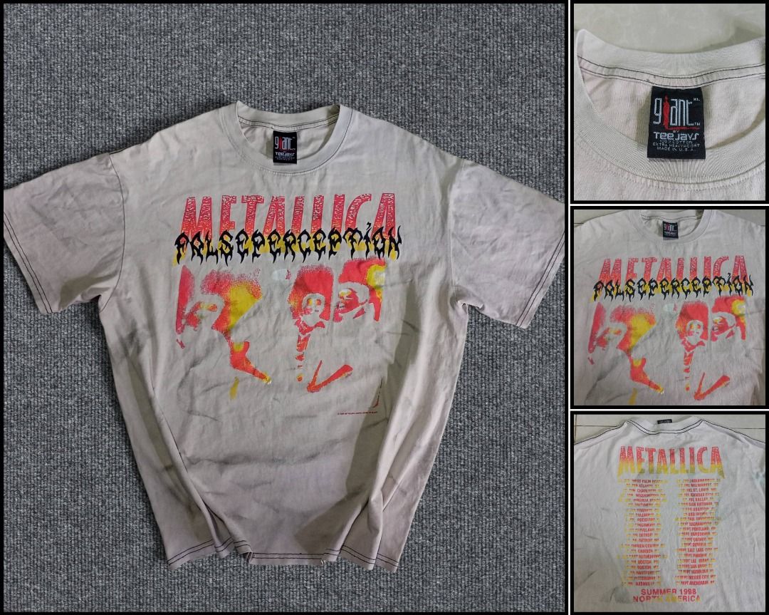 Metallica False Perception Vintage Giant Tee (Category: Tshirts & Polo Shirts ) located in General Santos City (Dadiangas). Submitted by collection_9500 (Listing ID 1470543549, Image 1). Description: Metallica False Perception Vintage Giant Tee 24.5 x 28 XLarge Excellent Gensan loc Pm for inquiries All are thrifted items and needwash.