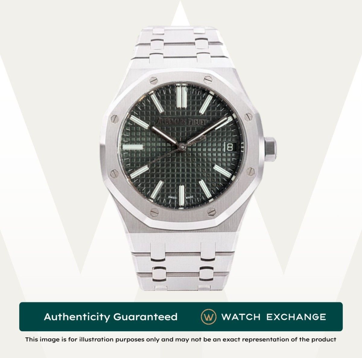 [Mint] Audemars Piguet Royal Oak 50th Anniversary Bracelet 15510ST.OO.1320ST.04 15510ST AP Khaki Green Dial Z30011 Dec 2022 (Category: Watches) located in Singapore. Submitted by watchexchange.sg (Listing ID 1470397772, Image 1). Description: [Mint] Audemars Piguet Royal Oak 50th Anniversary Bracelet 15510ST.OO.1320ST.04 15510ST AP Khaki Green Dial Z30011 Dec 2022 Price: $62,500 Brand: Audemars Piguet Model: 15510ST.OO.1320ST.04 Condition: Mint D