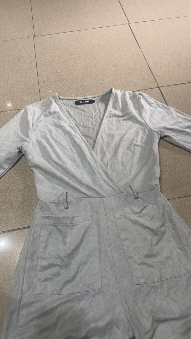 Missguided Grey Faux Suede Wrap Romper (Category: Rompers) located in Quezon City. Submitted by outyougoph (Listing ID 1470362246, Image 2). Description: .