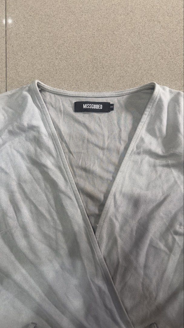 Missguided Grey Faux Suede Wrap Romper (Category: Rompers) located in Quezon City. Submitted by outyougoph (Listing ID 1470362246, Image 3). Description: .