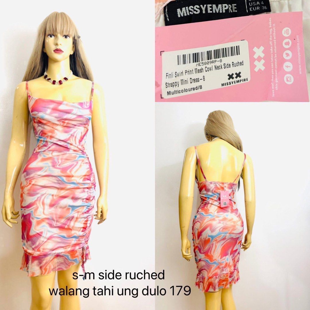 Missyempre multicolour mini dress (Category: Dresses) located in Subic. Submitted by Rodsbestbuys (Listing ID 1470391962, Image 1). Description: Can fit small to medium Ruched side Mesh Cowl neck .
