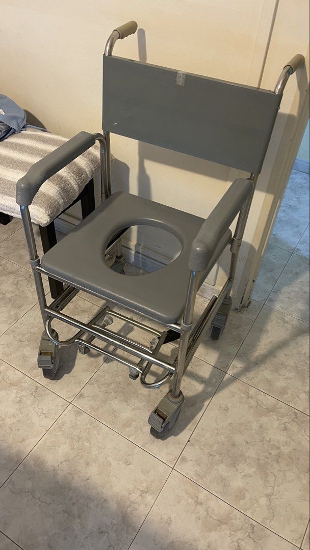 Mobile Shower Commode Chair with Wheels and Armrests, Health ...