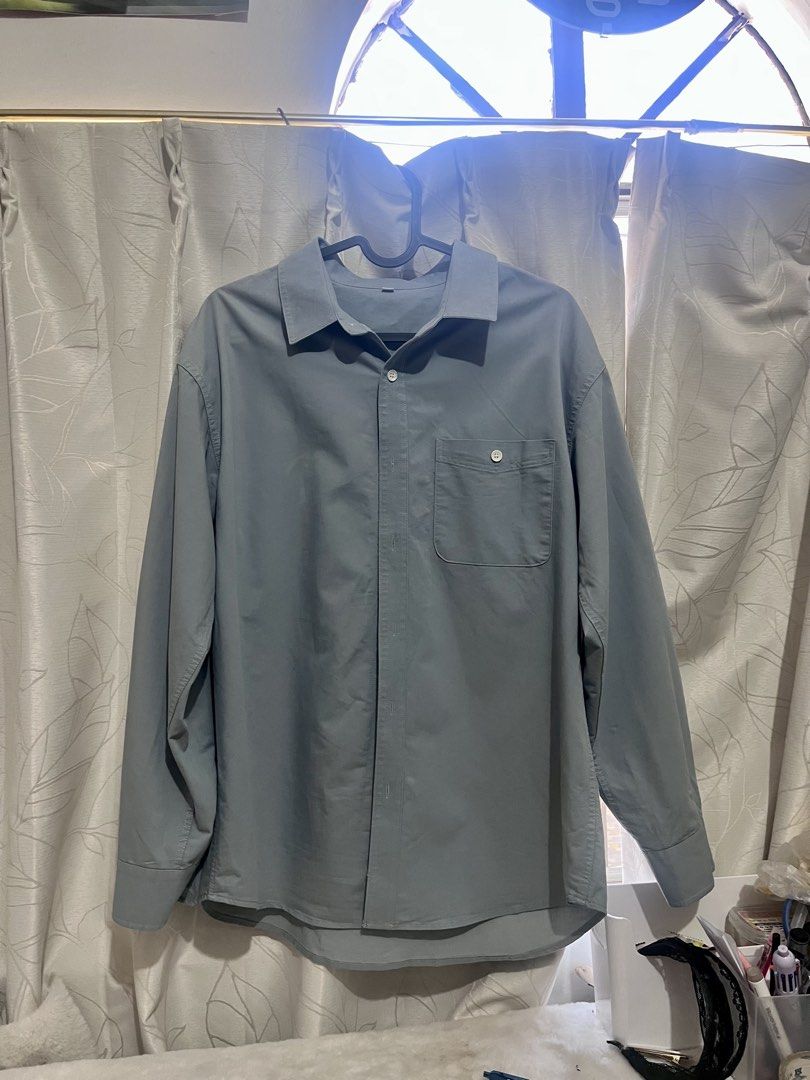Muted Blue Long Sleeve Button-Down Shirt (Category: Longsleeves) located in Manila. Submitted by clandistine (Listing ID 1470357377, Image 1). Description: - Color: Muted Blue - Style: Long sleeve button-down shirt with a standard point collar .