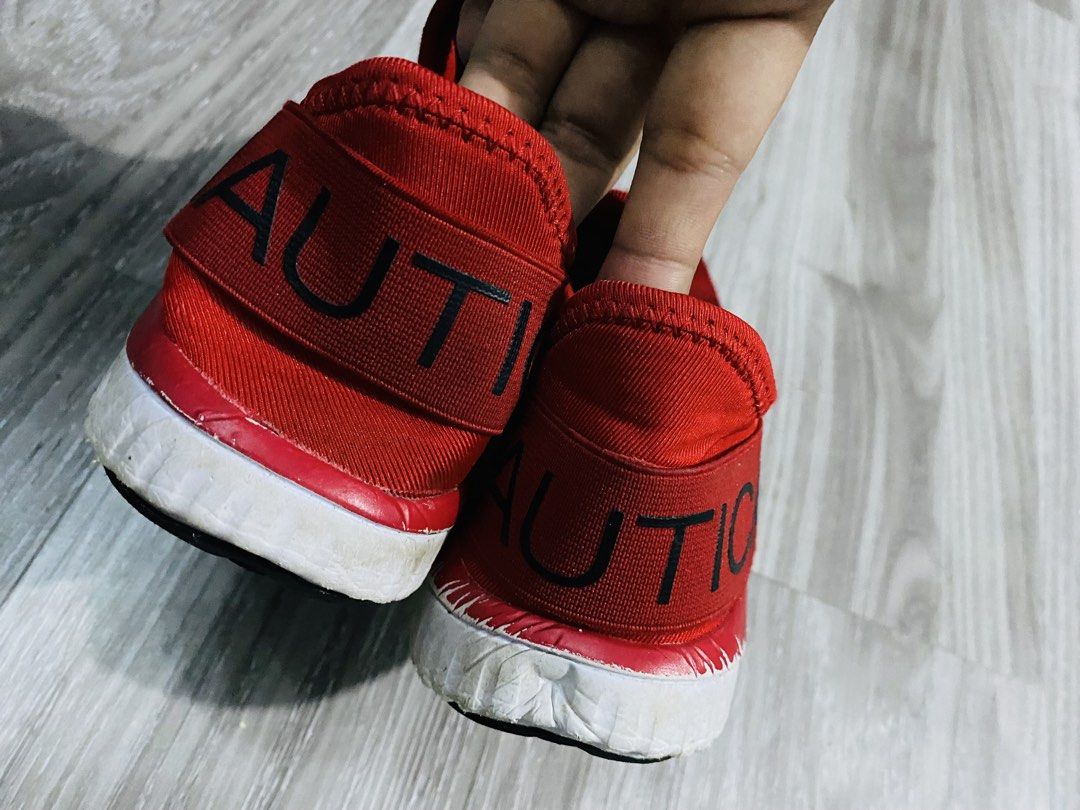 Nautica Red Slip-On Sneakers (Category: Babies & Kids Fashion) located in Caloocan City. Submitted by lovemyclothes21 (Listing ID 1470455762, Image 2). Description: Size 13.