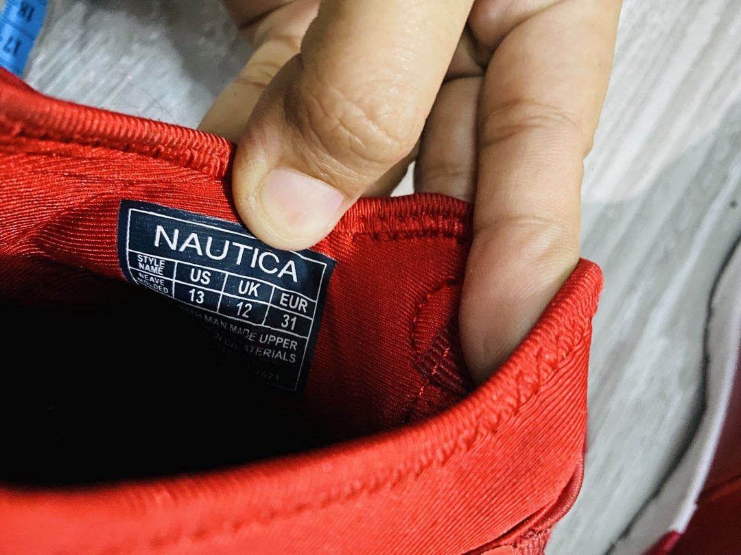 Nautica Red Slip-On Sneakers (Category: Babies & Kids Fashion) located in Caloocan City. Submitted by lovemyclothes21 (Listing ID 1470455762, Image 3). Description: Size 13.