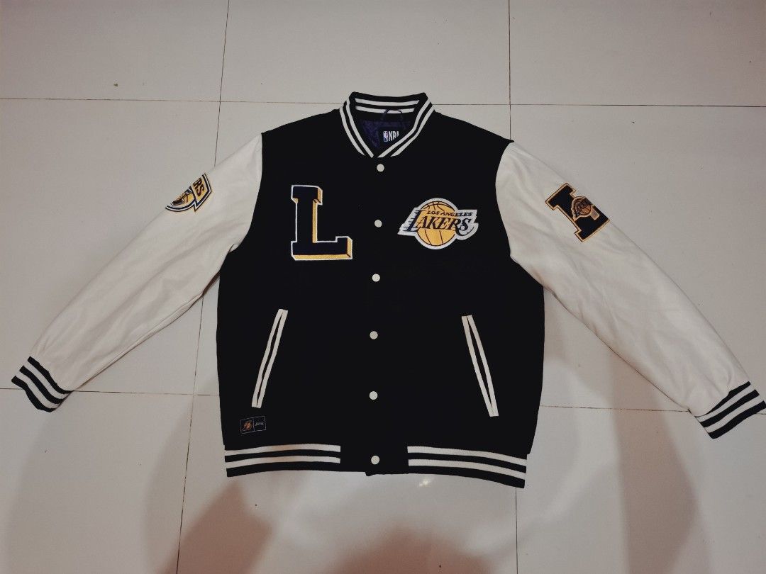 NBA X PRIMARK LA LAKERS VARSITY JACKET (Category: Coats, Jackets and Outerwear) located in Narvacan. Submitted by jigger85_2ndaccount (Listing ID 1470492635, Image 1). Description: NBA x LA LAKERS varsity jacket like new 9.8/10 condition no issues size: XL on tag UK size dimes: 24 x 28 can fit to large to xl bought in UK location: ilocos sur can ship thru JNT or LBC.