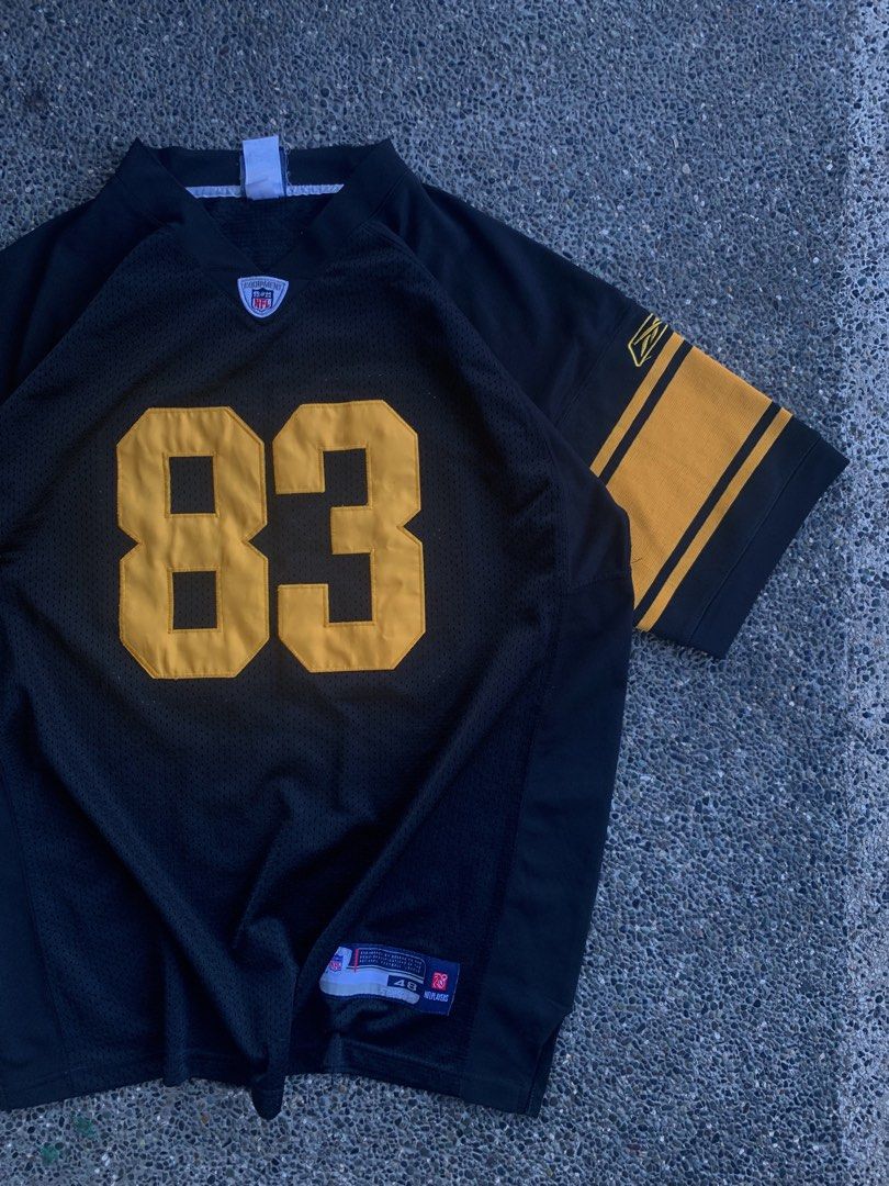 NFL JERSEY (Category: Tshirts & Polo Shirts ) located in Dagupan City. Submitted by upcycle69 (Listing ID 1470445134, Image 3). Description: 🏈 VINTAGE NFL REEBOK JERSEY – MILLER #83 | PITTSBURGH STEELERS 🔥 For Sale / Decluttering 🔥 Details: * Brand: Reebok * League: NFL (National Football League) * Team: Pittsburgh Steelers * Player Name: Miller * Jersey Number: 83 * Size: 48 * Dimensions: 25 x 33 inches * Color: Black / Yellow-Gold * Material