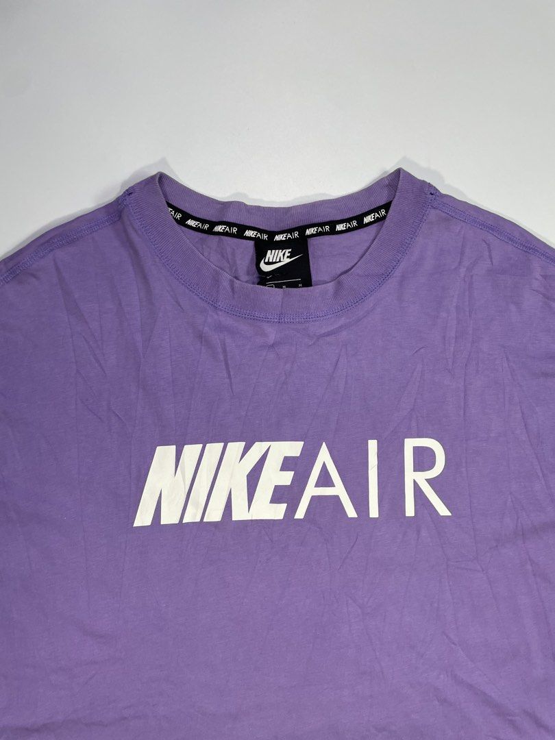 Nike Air Purple Script Design Shirt (Category: Activewear) located in Dasmarinas. Submitted by just_find_castleton (Listing ID 1470391576, Image 2). Description: Nike Air Purple Script Design Shirt Size: M Dimensions: Width - 20 Length - 26 Condition - 9/10 -Check pics -Flakers/Bogus will be posted -Add sf -This is thrift item please manage your expectations.