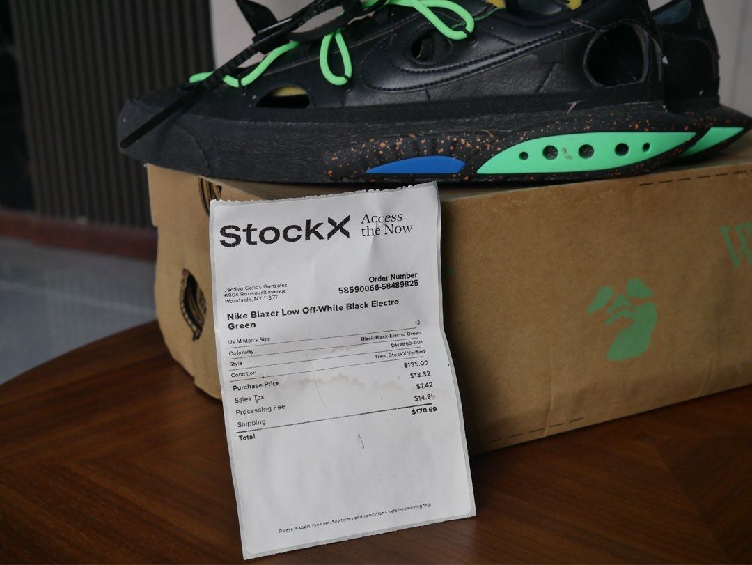 NIKE BLAZER LOW OFF-WHITE BLACK ELECTRO GREEN (Category: Casual Shoes) located in Manila. Submitted by noblehawk_6e6525 (Listing ID 1470442697, Image 2). Description: SLIGHTLY NEGOTIABLE SIZE: 12 US MEN CONDITION: BRAND NEW/DEADSTOCK INCLUSIONS: Original Box, StockX Receipt, Authenticity Tag Style Code: DH7546-001/DH7863-001 Transaction & Delivery Payment: Gcash, Cash, Maya, Bank Transfer Delivery: Lalamove (buyer pays shipping) or personal deliv