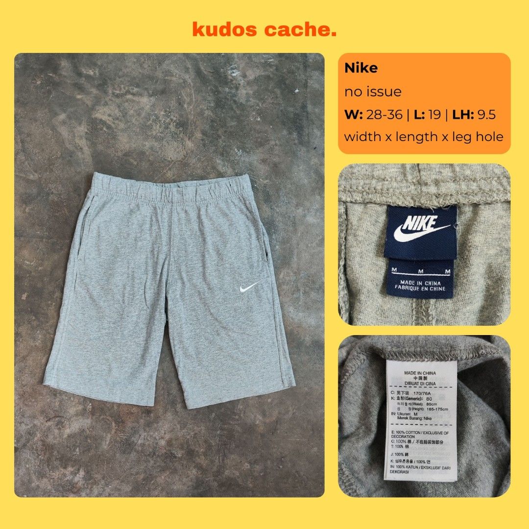 Nike Cotton Shorts (Category: Shorts) located in Rosales. Submitted by kudoscache (Listing ID 1470434534, Image 1). Description: - Brand: Nike - Waist: 28-36 | Length: 19 - Color: Gray / Grey - slightly nego payment: maribank / gotyme courier: J&T.