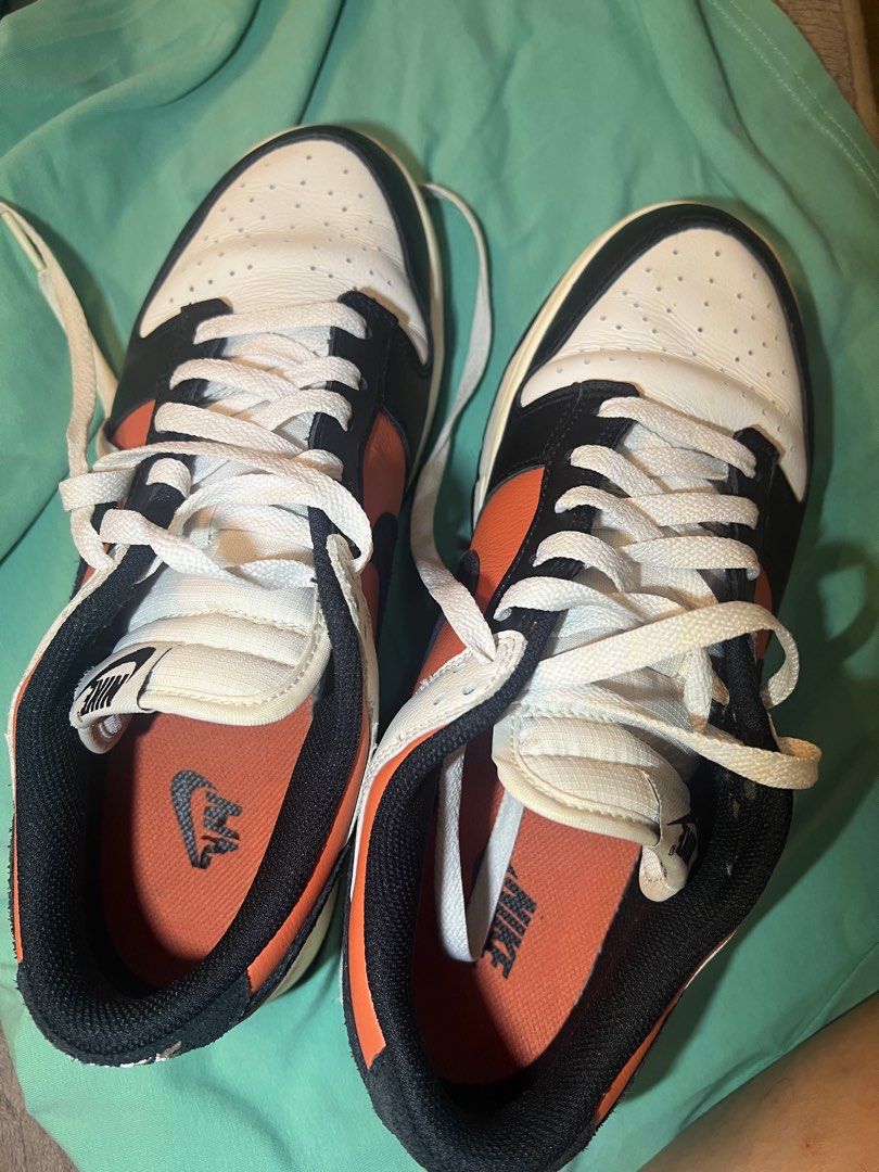 Nike Dunk Low Retro Orange Black Size US 9.5 (Category: Sneakers) located in Quezon City. Submitted by renzzia (Listing ID 1470418803, Image 2). Description: USED 3X TIMES NO BOX BOUGHT IN JAPAN LOCATION: NORTH FAIRVIEW - Brand/Model: Nike Dunk Low - Colorway: Orange, Black, and White - Size: US 9.5 / UK 8.5 / EUR 43 - Style Code: HQ4988-030 .