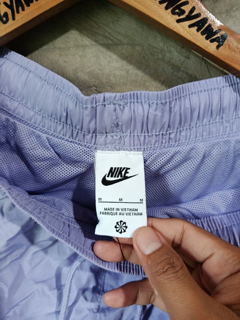 Nike Light Purple Drawstring Shorts (Category: Shorts) located in Kalamansig. Submitted by skone1996 (Listing ID 1470430223, Image 3). Description: - Brand: Nike - Color: Light Purple - Size: Medium - 28-32 Waistline - 14.5 Length - 10/10 Color rate - No issue - Style Code: FV7558-533 - Features: Drawstring waistband, breathable inner mesh lining, and embroidered white Nike swoosh near the hem - Condition: Clean, smoke-free home.