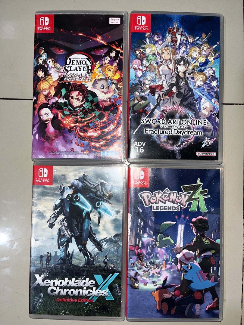 Nintendo switch games (Category: Nintendo) located in Lucena. Submitted by cc.1007. (Listing ID 1470384386, Image 1). Description: Fs! Demon slayer - 1100 Sword art online - 1390 Xenoblade - 1350 Pokemon za - 1490 Laspinas loc.