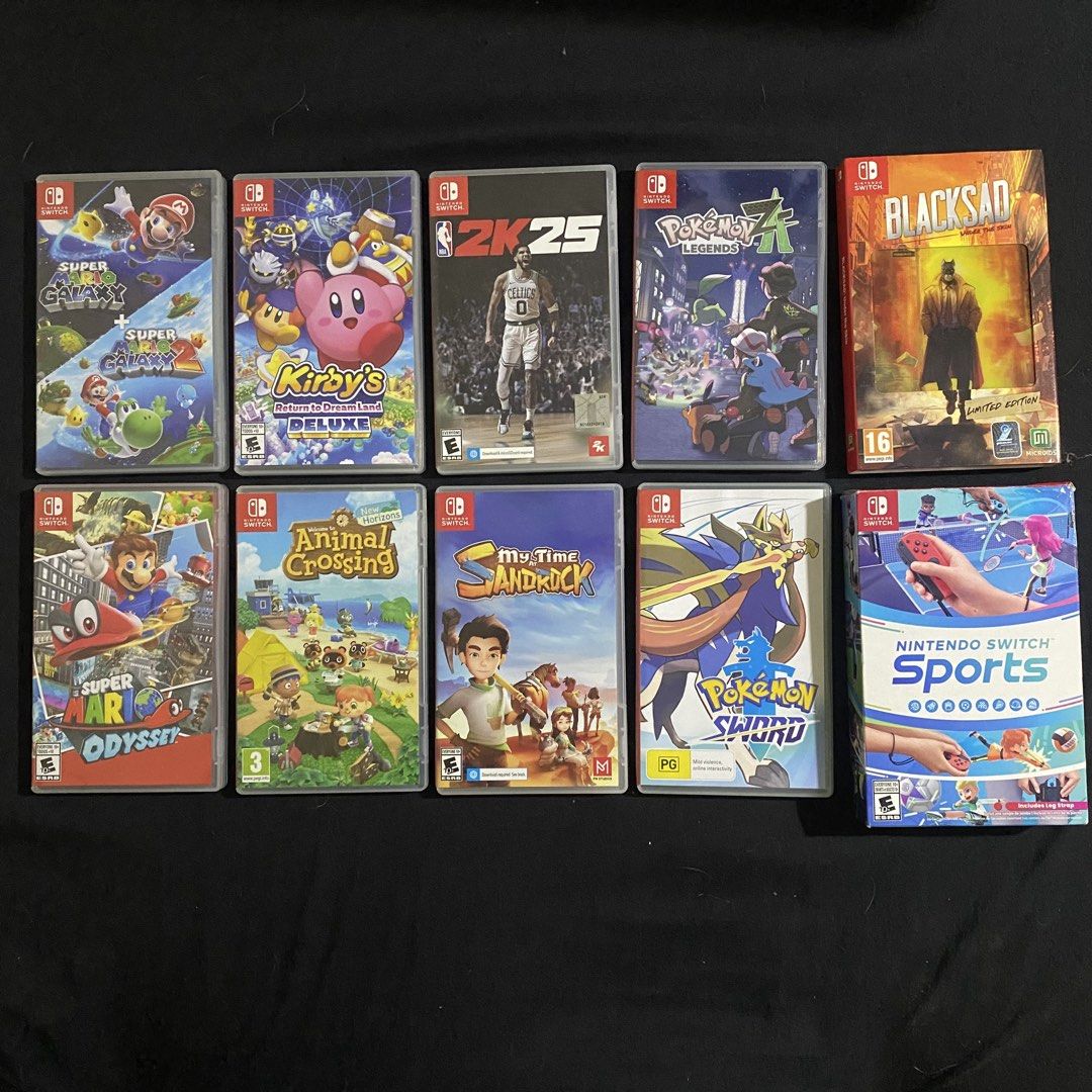 Nintendo Switch Games (Category: Nintendo) located in Manila. Submitted by _coronel (Listing ID 1470492014, Image 1). Description: FOR SALE ONLY : Nintendo Switch Games Super Mario Galaxy 1+2 - 2,500 Kirby’s Return to Dreamland Deluxe - 1,700 NBA 2k25 - SOLD Pokemon ZA - 2,000 BlackSad - 1,500 Super Mario Odyssey - 1,800 Animal Crossing - 1,750 My time at Sandrock - 1,600 Pokemon Sword - 1,500 Nintendo Switch Sports - SOLD Mode of payment: Gotyme