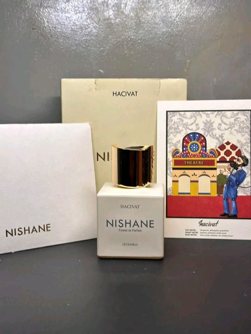 Nishane hacivat 100ml authentic (Category: Fragrance & Deodorants) located in Binan City. Submitted by janprado781 (Listing ID 1470496746, Image 1). Description: Around 50-55ml remaining Firm price Meet ups binan laguna Shipping ok also.