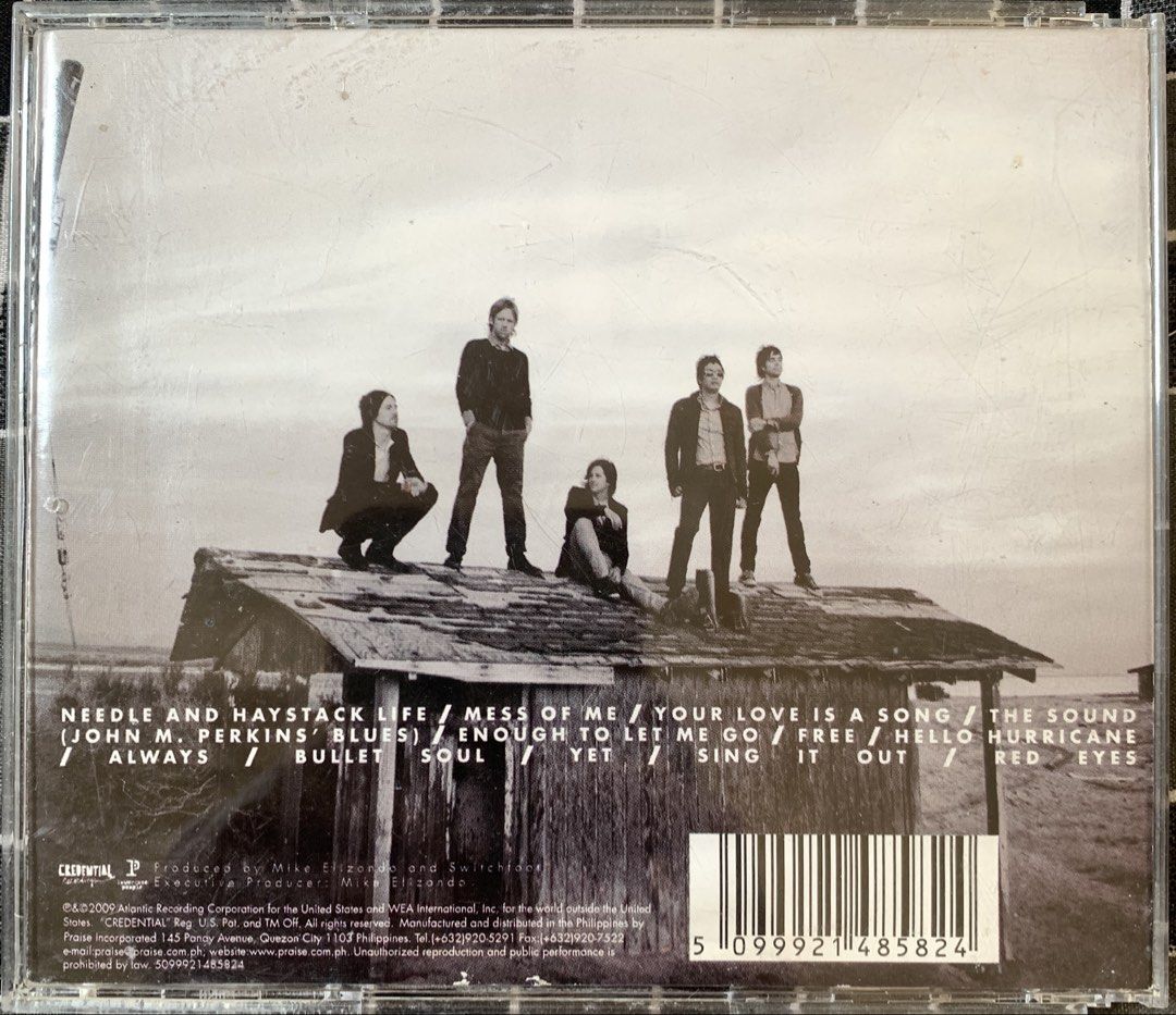 (no front cover) Switchfoot - Hello Hurricane CD Album (Category: CDs & DVDs) located in Taguig. Submitted by ahnjr (Listing ID 1470359489, Image 2). Description: - Artist & Album: Switchfoot - Hurricane - Release Year: 2009 under Credential Recordings - Tracklist: Includes 13 tracks such as 'Mess Of Me', 'Your Love Is A Song', 'The Sound', and ' Hurricane'.