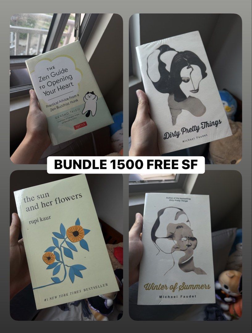 NON FICTION POETRY SELF HELP BOOK BUNDLE 1500 (Category: Storybooks) located in Quezon City. Submitted by jajachandesu (Listing ID 1470506401, Image 1). Description: - 4-book poetry and mindfulness bundle - Titles included: The Zen Guide to Opening Your Heart by Gensho Taigu, The Sun and Her Flowers by Rupi Kaur, Dirty Pretty Things by Michael Faudet, and Winter of Summers by Michael Faudet - Condition: Great read - FREE SHIPPING included in the 