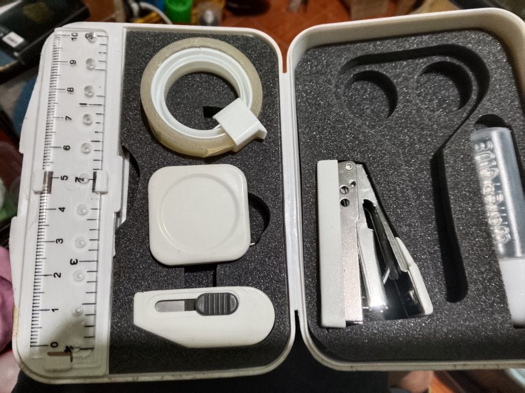 Office / School Tool Set (Category: Stationery & School Supplies) located in Santo Tomas. Submitted by retrotastic (Listing ID 1470512080, Image 1). Description: missing scissor. very nice case.