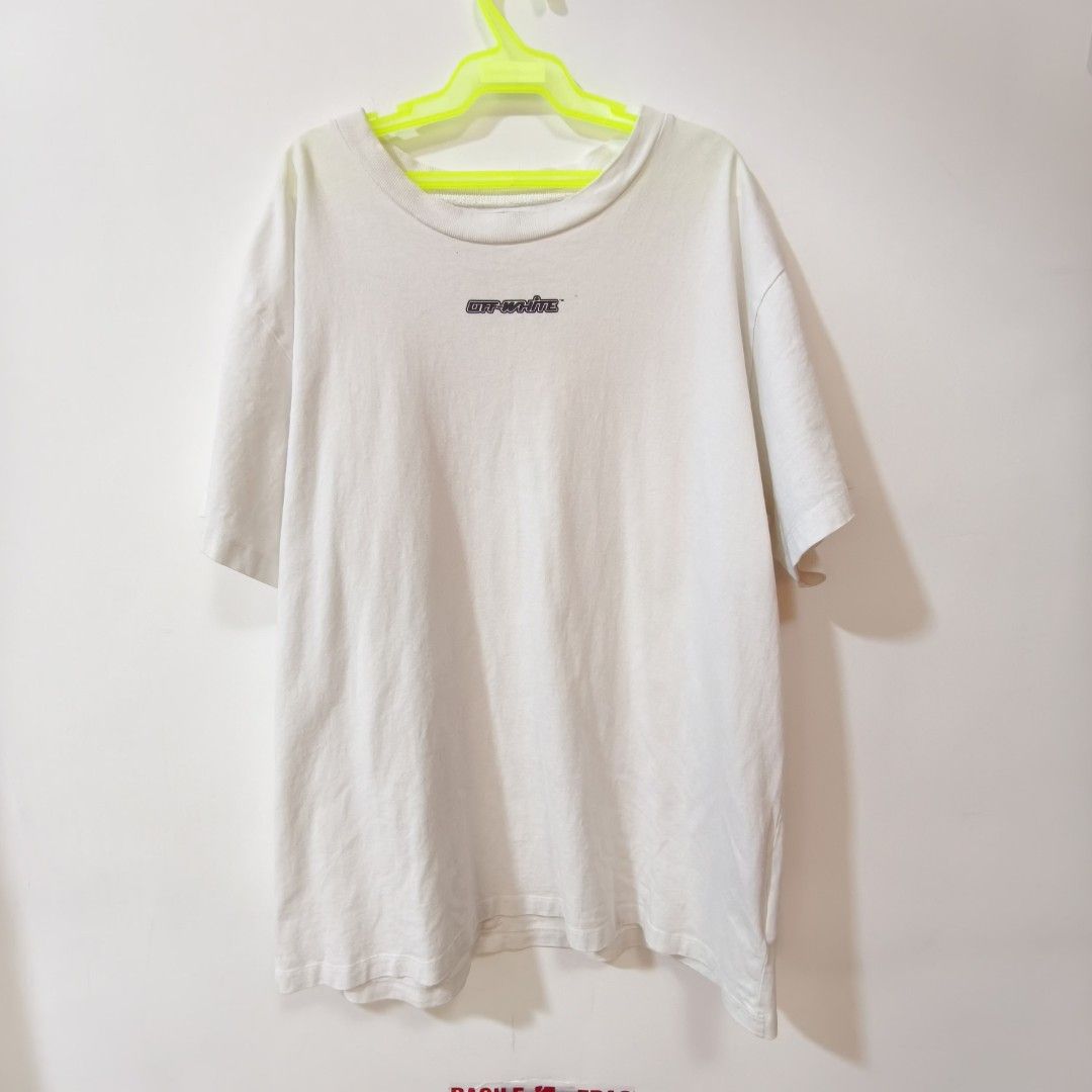 Off-White Marker Arrows Tee White Size XS (Category: Tshirts & Polo Shirts ) located in Quezon City. Submitted by inrelationthrift (Listing ID 1470432849, Image 2). Description: - Brand: Off-White - Color: White with black front logo and red marker arrows on the back - Size: Extra Small (XS) but fit L-XL - Material: 100% premium cotton - Fit: Regular crew neck cut - Condition: Excellent (ready to wear) - Style: Casual streetwear staple, very easy