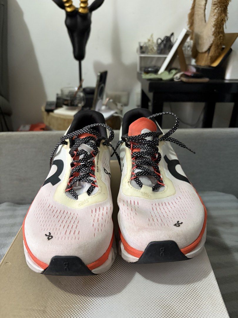 On Cloudmonster 2 Undyed Flame Size US 8.5 Men (Category: Sneakers) located in Manila. Submitted by alfonsolui71439 (Listing ID 1470390568, Image 2). Description: On Cloudmonster 2 in Undyed Flame (Men's US 8.5 / EU 42). Features massive Helion superfoam midsoles and maximum cushioning. Worn gently with very minimal sole wear. Comes with original box and black/white patterned laces. Bought at on alabang town center (dans) Rfs: unloading shoes 6k 
