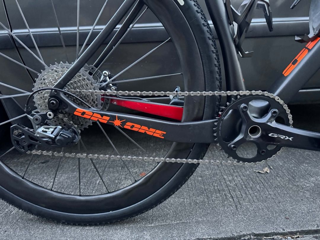ON ONE SPACE CHICKEN GRAVEL BIKE (Category: Bicycles) located in Carmona. Submitted by renseller_ (Listing ID 1470392005, Image 3). Description: ‼️NEW ARRIVAL‼️ ON-ONE SPACE CHICKEN BIKE Php 80,000 Only FIX PRICE Size: 54 Open for Part Out Frameset must Go First •On-One Space Chicken Frameset Full Carbon Php 35,000 Only Issue: Scratches and minor Paint Chips •Grx 810 1x11 Php 25,000 Only XT 11-42t Cogs 40t 170mm GRX 812 Cranks Issue: Scratches •L