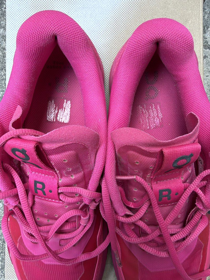 On Roger Pro 2, Pink Grenadine US10 (Category: Other Sports Equipment and Supplies) located in Quezon City. Submitted by --ro-- (Listing ID 1470488508, Image 3). Description: On Roger Pro 2, Pink Grenadine US10 Complete w/ box Pickup @ New Manila, QC.