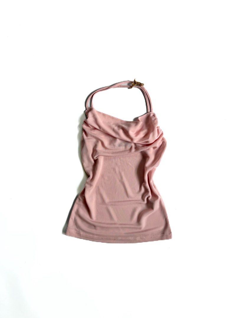 ONLY Pink Cowl Neck Halter Top (Category: Sleeveless) located in Tarlac. Submitted by kr_closet (Listing ID 1470481482, Image 1). Description: - Brand: ONLY - Color: Pink - Size: S (EU 36 / UK 8 / US 4) - Design: Cowl neck halter top with elegant draped neckline - Perfect for casual outings, dates, or parties.