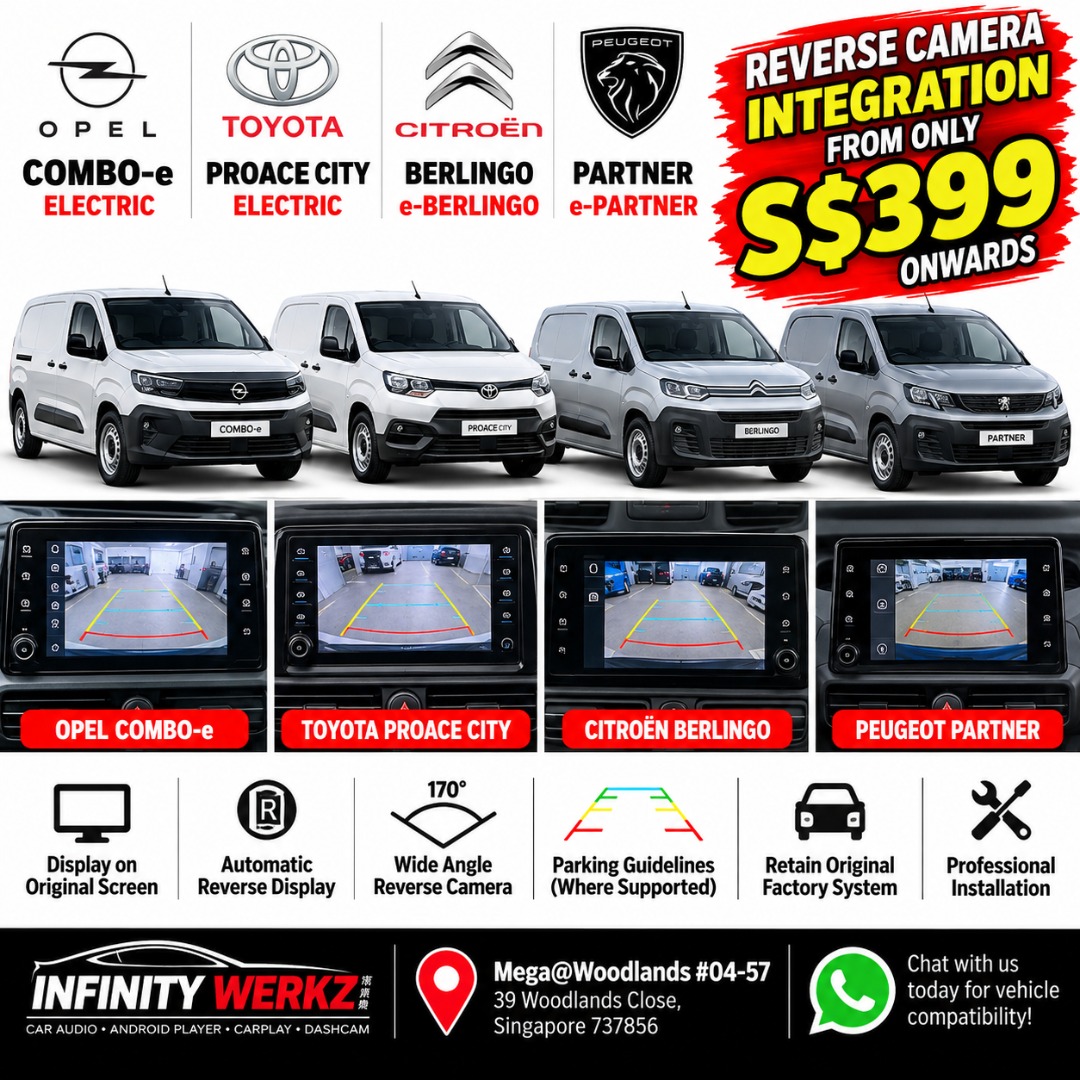 Opel Combo-e Toyota Proace Citroen Berlingo Peugeot Partner Reverse ...