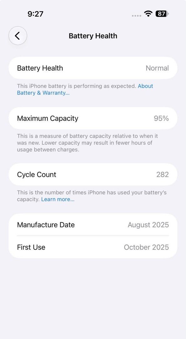 Orange iPhone (Category: iPhone 17 Series) located in Manila. Submitted by danny_dj (Listing ID 1470495430, Image 3). Description: - Color: Vibrant Orange - Camera: Triple camera setup on the back - Battery Health: 95% (282 cycle counts) - Condition: Clean and unmarked screen - Inclusions: Original box, charging cable, and SIM ejector pin - Meetup Bought in powermac RFS got new phone.