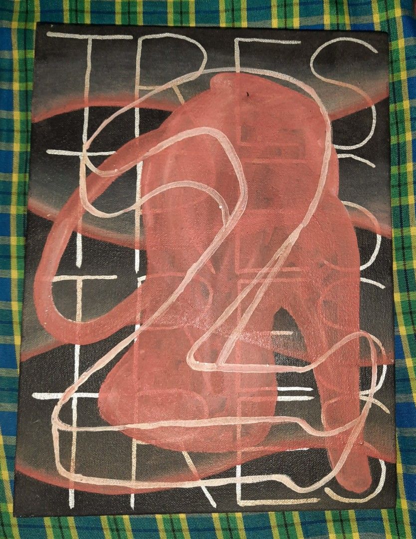 Original Abstract Acrylic Painting on Canvas (Category: Art & Prints) located in Pasig City. Submitted by mikaza.eren.armin (Listing ID 1470471228, Image 3). Description: - Handmade original acrylic painting on stretched canvas - Features a unique blue creature with striking black, red, and white geometric backgrounds - Enhanced with white line outlines for added depth - Standard small art size, perfect for any wall space - Signed by the artist w