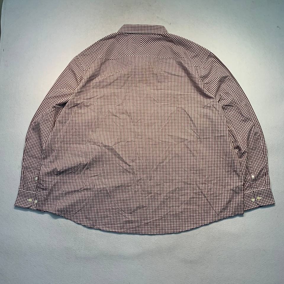 Original Penguin Gingham Long Sleeve Button-Down Shirt (Category: Formal Shirts) located in Mandaluyong City. Submitted by theroom501 (Listing ID 1470521680, Image 2). Description: Original Penguin Gingham Long Sleeve Button-Down Shirt Style Code: Size on Tag:3XL Color: Red & white Condition: Good pre-owned condition with a heavily distressed vintage look. Authenticity Flaws/Issues: Yellow Stain. Flat Lay Measurements: Pit to Pit: 31 inches Lengt