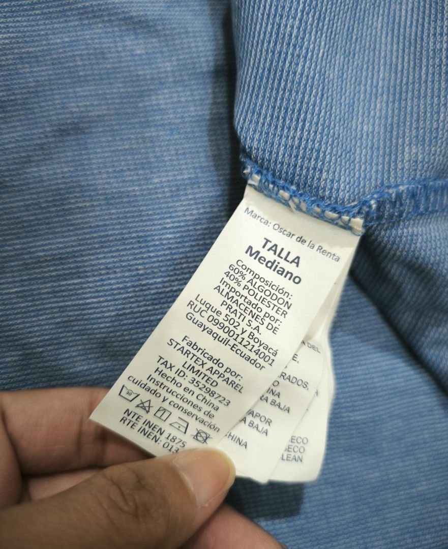 Oscar Dela Renta shirt (Category: Tshirts & Polo Shirts ) located in Manila. Submitted by wearforce (Listing ID 1470497102, Image 3). Description: Oscar Dela Renta color: blue fit: M-L color rate 10/10 in good condition 450 + sf.