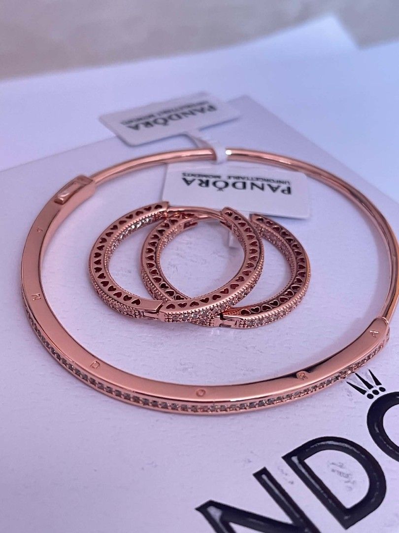 Pandora Bangle with Hoop earrings Bundle (Category: Bracelets) located in Manila. Submitted by mycloset2025 (Listing ID 1470362029, Image 1). Description: .
