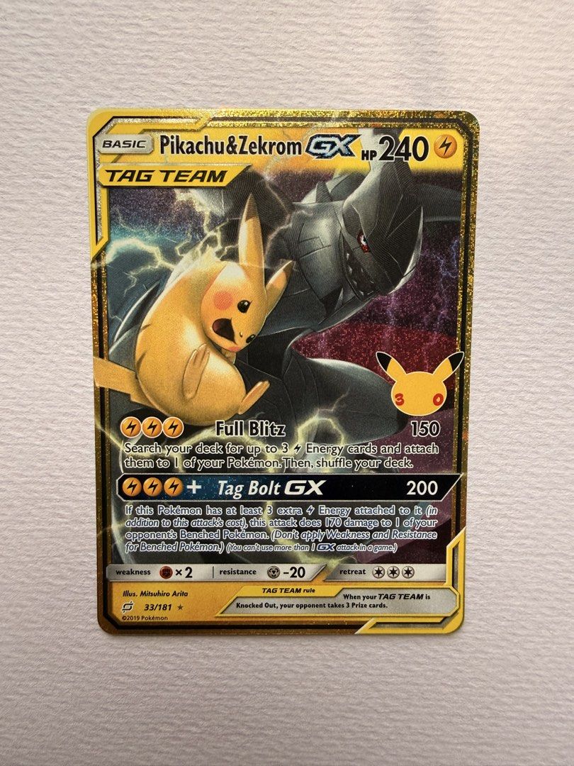 Pikachu & Zekrom GX 33/181 Rare, Toys & Collectibles, Trading Cards ...