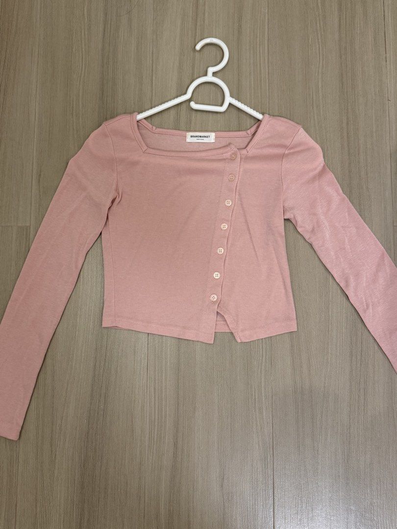 pink button asymmetrical long sleeve (Category: Longsleeves) located in Manila. Submitted by bella_boo (Listing ID 1470473230, Image 1). Description: bought in korea have to sell by TUESDAY tags 🏷️ brandy melville subdued edikted cotton on stradivarius pull and bear hnm zara bershka.