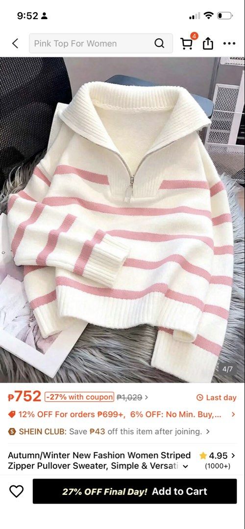 Pink Pullover Sweater for Baguio(Never been used) (Category: Coats, Jackets and Outerwear) located in Manila. Submitted by itsajajathing (Listing ID 1470360418, Image 2). Description: Original Price in Shein: 752 Selling Price: 450 Made from a cozy, warm knit fabric. Super thick fabric. Size: XS Reason for selling: Masikip/Never been used finit lang nung dumating. For Metro Manila buyer only. - Condition: 10/10 (Like new) - Mode of Payment: GCash