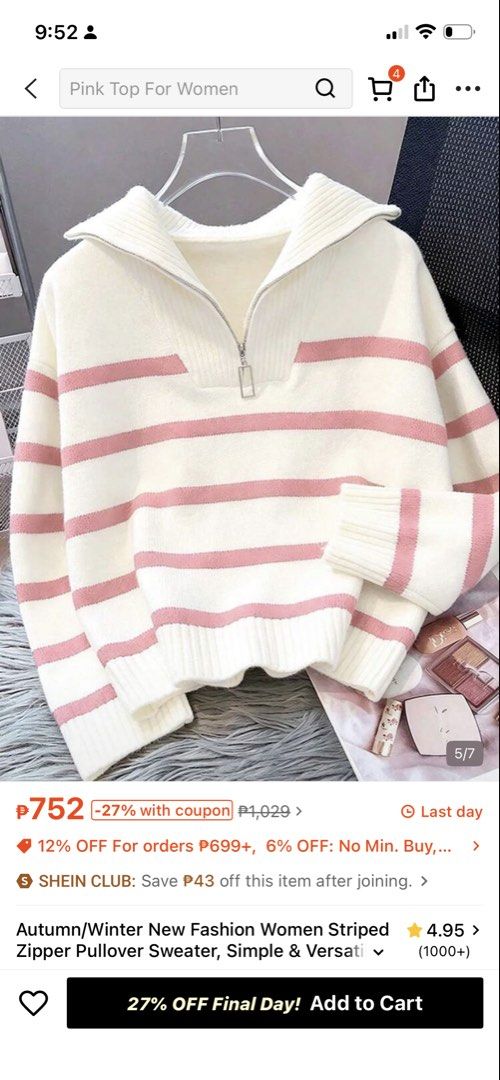 Pink Pullover Sweater for Baguio(Never been used) (Category: Coats, Jackets and Outerwear) located in Manila. Submitted by itsajajathing (Listing ID 1470360418, Image 3). Description: Original Price in Shein: 752 Selling Price: 450 Made from a cozy, warm knit fabric. Super thick fabric. Size: XS Reason for selling: Masikip/Never been used finit lang nung dumating. For Metro Manila buyer only. - Condition: 10/10 (Like new) - Mode of Payment: GCash